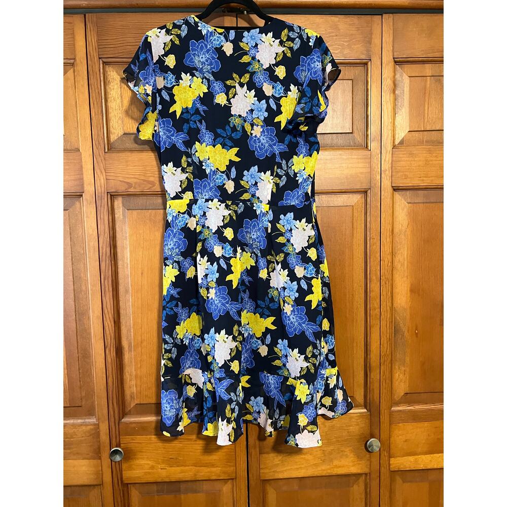Banana Republic Women's Floral Chiffon Ruffle Wrap Dress Blue Multicolor Size 12 - Picture 10 of 12